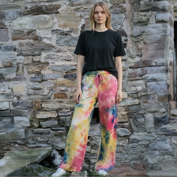 Leggings Depot Pants - Leggings Depot Multicolor Tie-Dye Wide Leg Pants